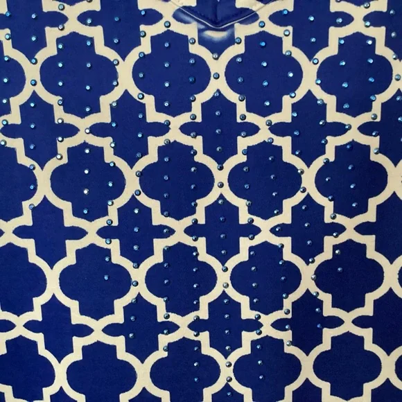 JM Collection Womens pullover V-neck Blouse beaded Size Large Adjustable - Picture 4 of 15